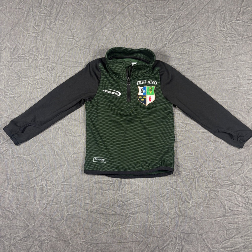 Lansdowne Ireland Rugby Kids Quarter Zip Pullover Green Black DryLans 6/12 Mths